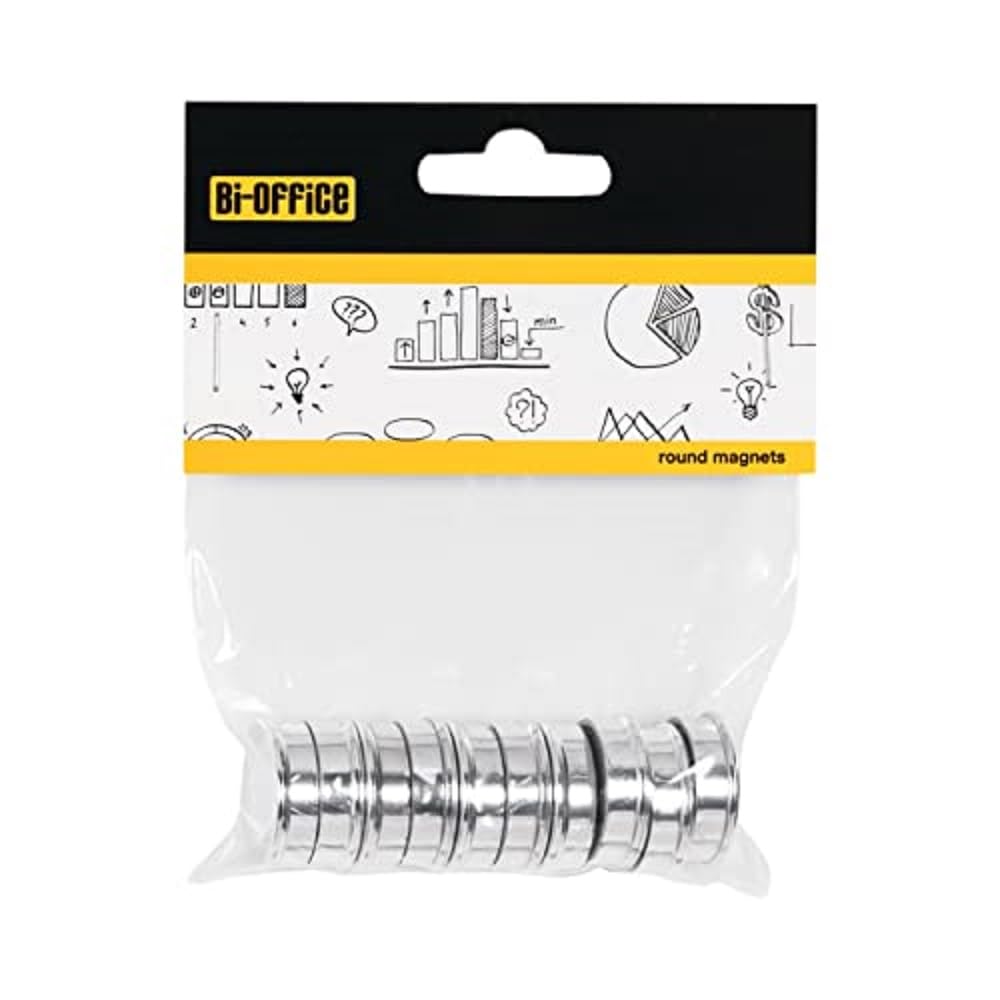 bi-office-lot-de-10-aimants-ronds-argent-pour-tableau-blanc image 2