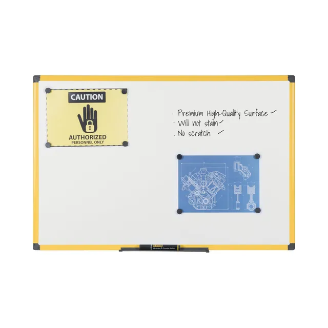 bi-office-maya-tableau-blanc-maill-magn-tique-120-x-90-cm-cadre-aluminium-jaune image 1