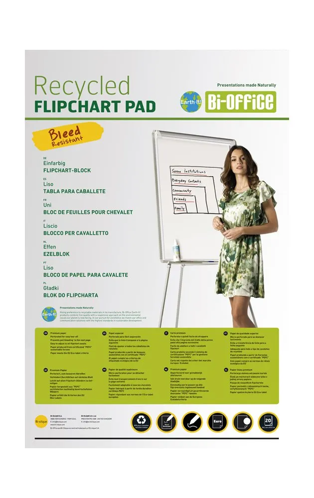 bi-office-earth-bloc-papier-paperboard-euro-20-feuilles-70g-m-lot-de-5 image 1
