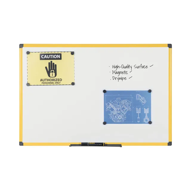 bi-office-maya-tableau-blanc-magn-tique-120-x-90-cm-cadre-aluminium-jaune image 1