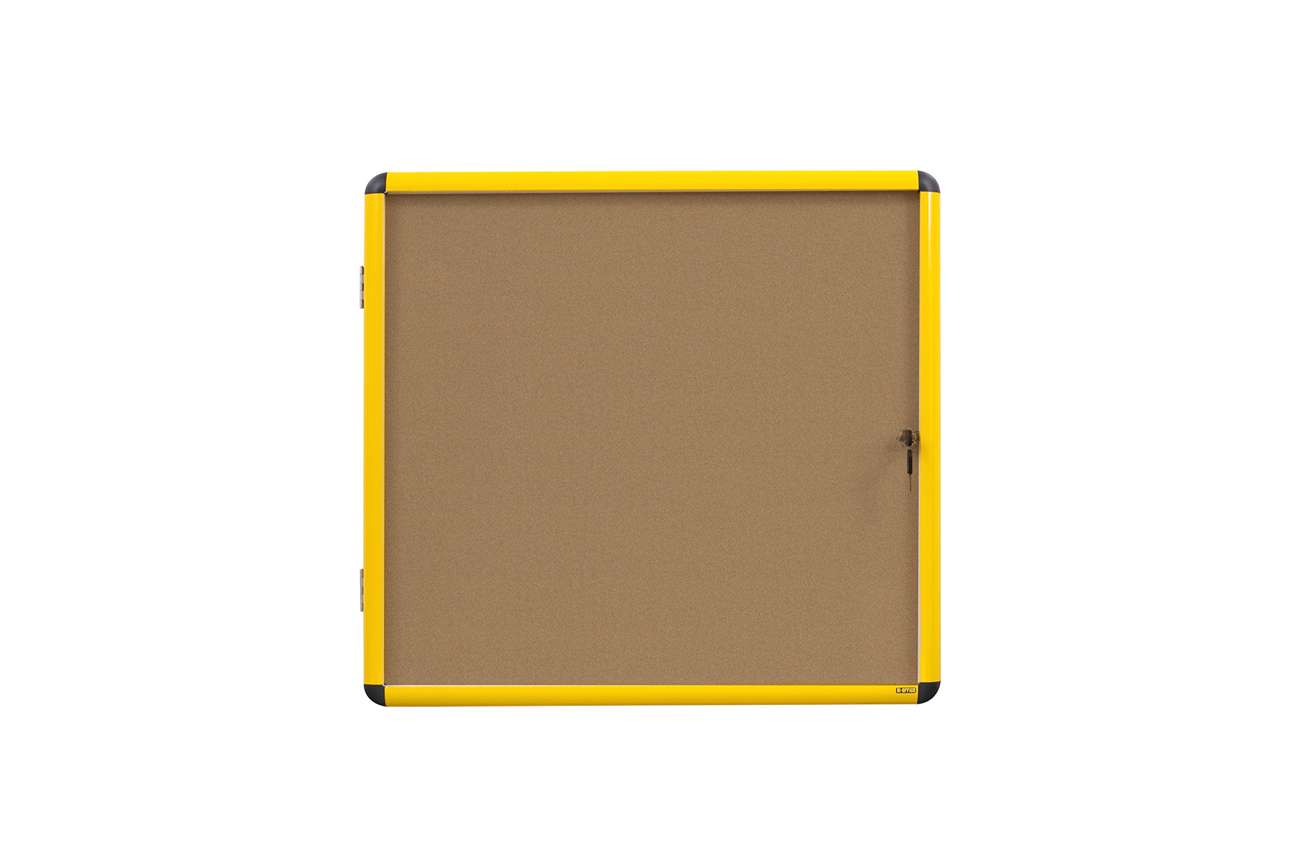 bi-office-vitrine-d-int-rieur-aluminium-jaune-4x-a4-fond-li-ge image 1