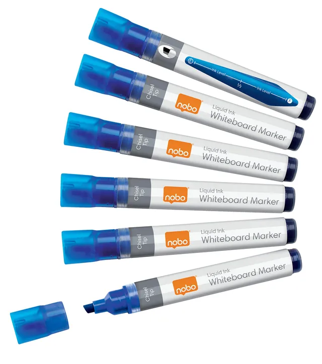 nobo-liquid-ink-marqueurs-effa-ables-sec-tableau-blanc-pointe-biseaut-e-4-mm-lot image 1