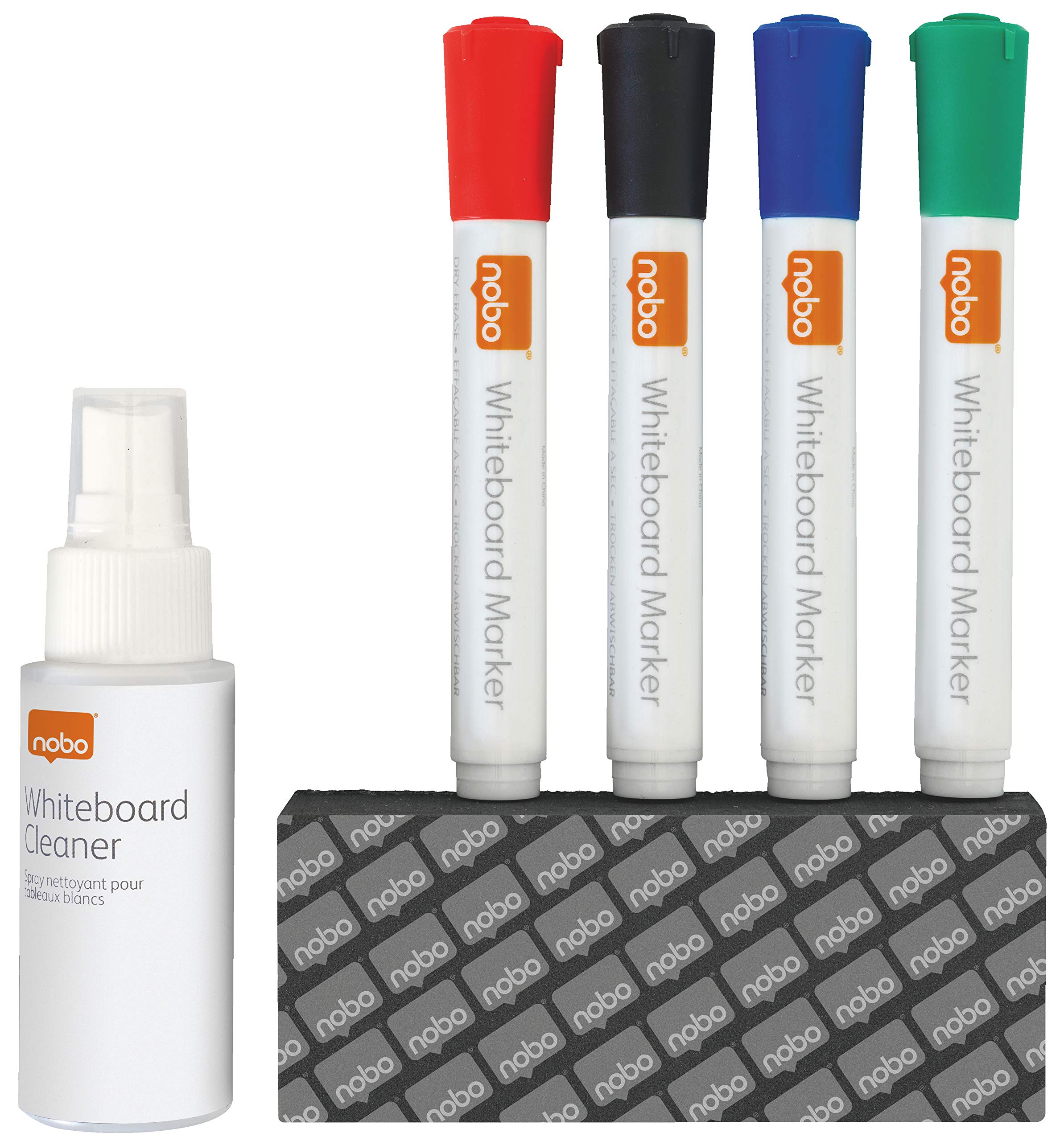 nobo-kit-d-accessoires-tableau-blanc-1903798-4-feutres-effaceur-spray-nettoyant image 1