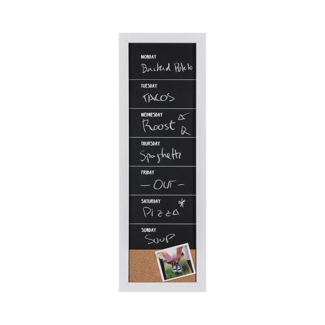 bi-office-maya-tableau-noir-craie-planificateur-hebdomadaire-20-x-60-cm-cadre-bl image 1