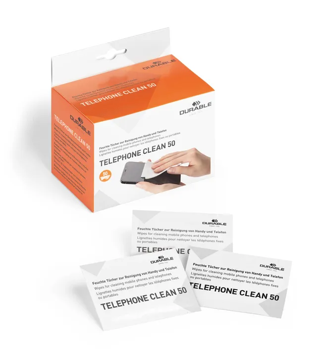 durable-5785-02-bo-te-de-50-lingettes-nettoyantes-antibact-riennes-pour-t-l-phon image 1