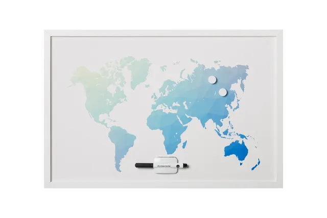 bi-office-tableau-blanc-polygon-carte-du-monde-magn-tique-60x40cm image 1