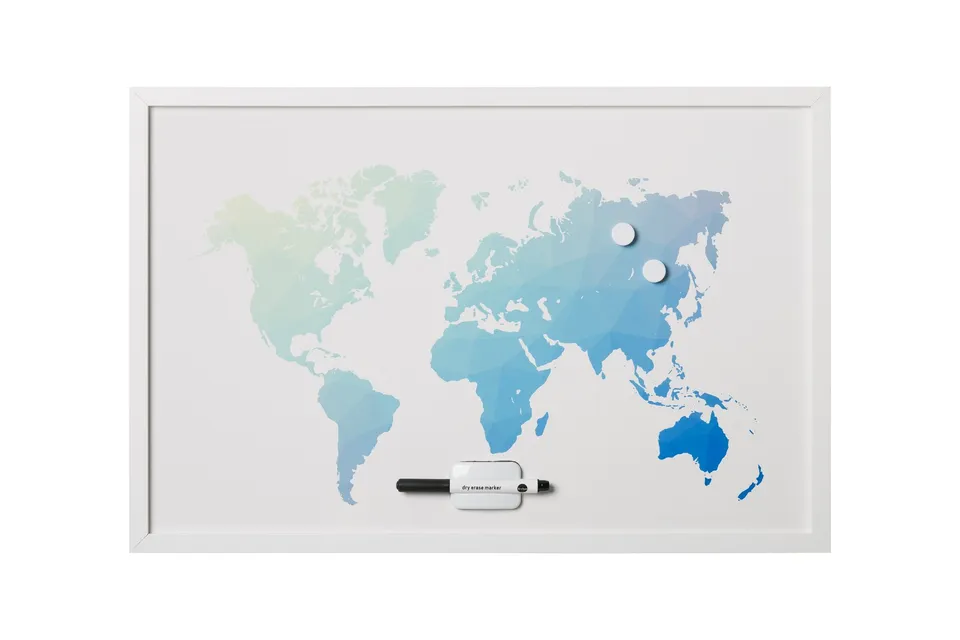 bi-office-tableau-blanc-polygon-carte-du-monde-magn-tique-60x40cm image 1