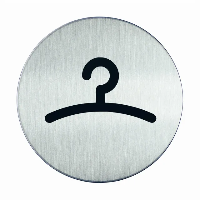 durable-491423-plaque-d-information-pictogramme-rond-vestiaire-83-mm-acier-bross image 1
