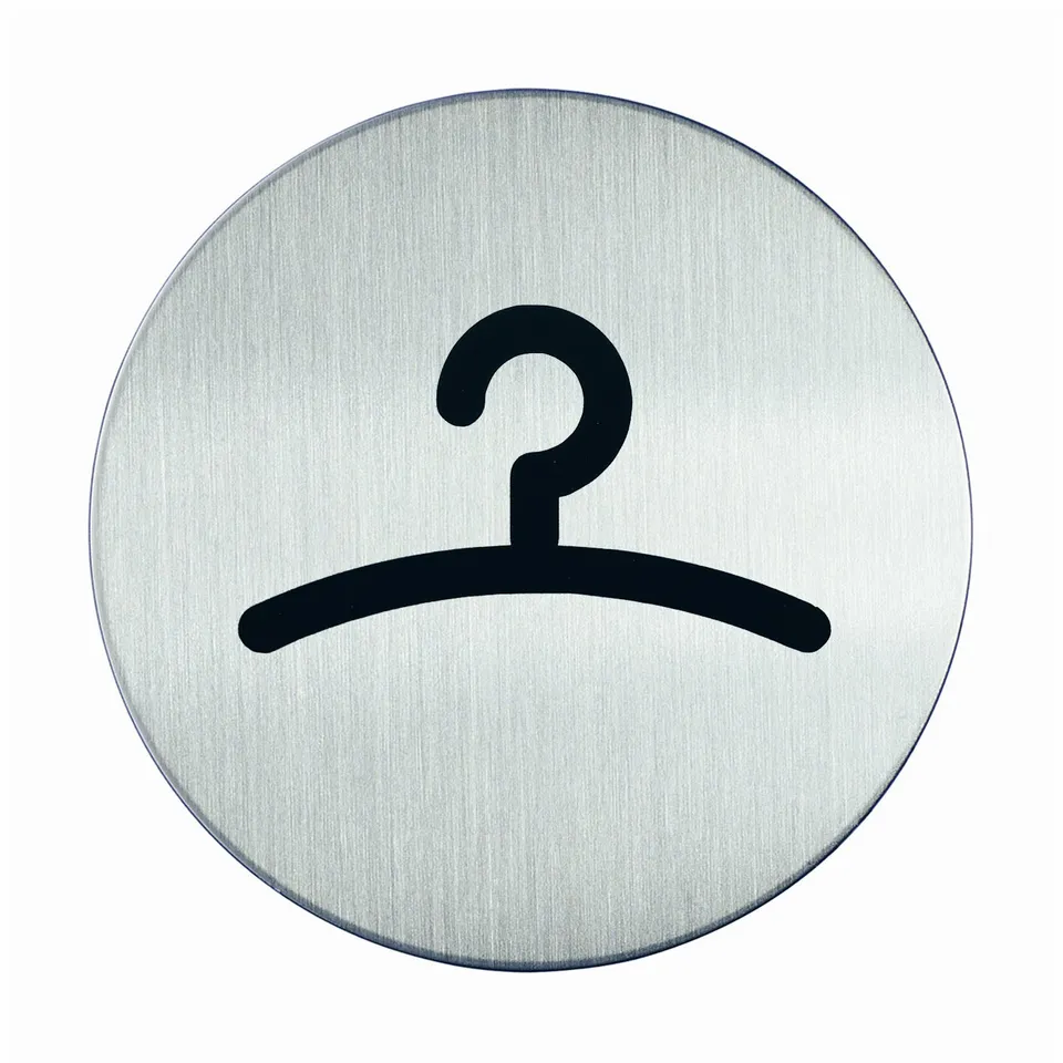 durable-491423-plaque-d-information-pictogramme-rond-vestiaire-83-mm-acier-bross image 1