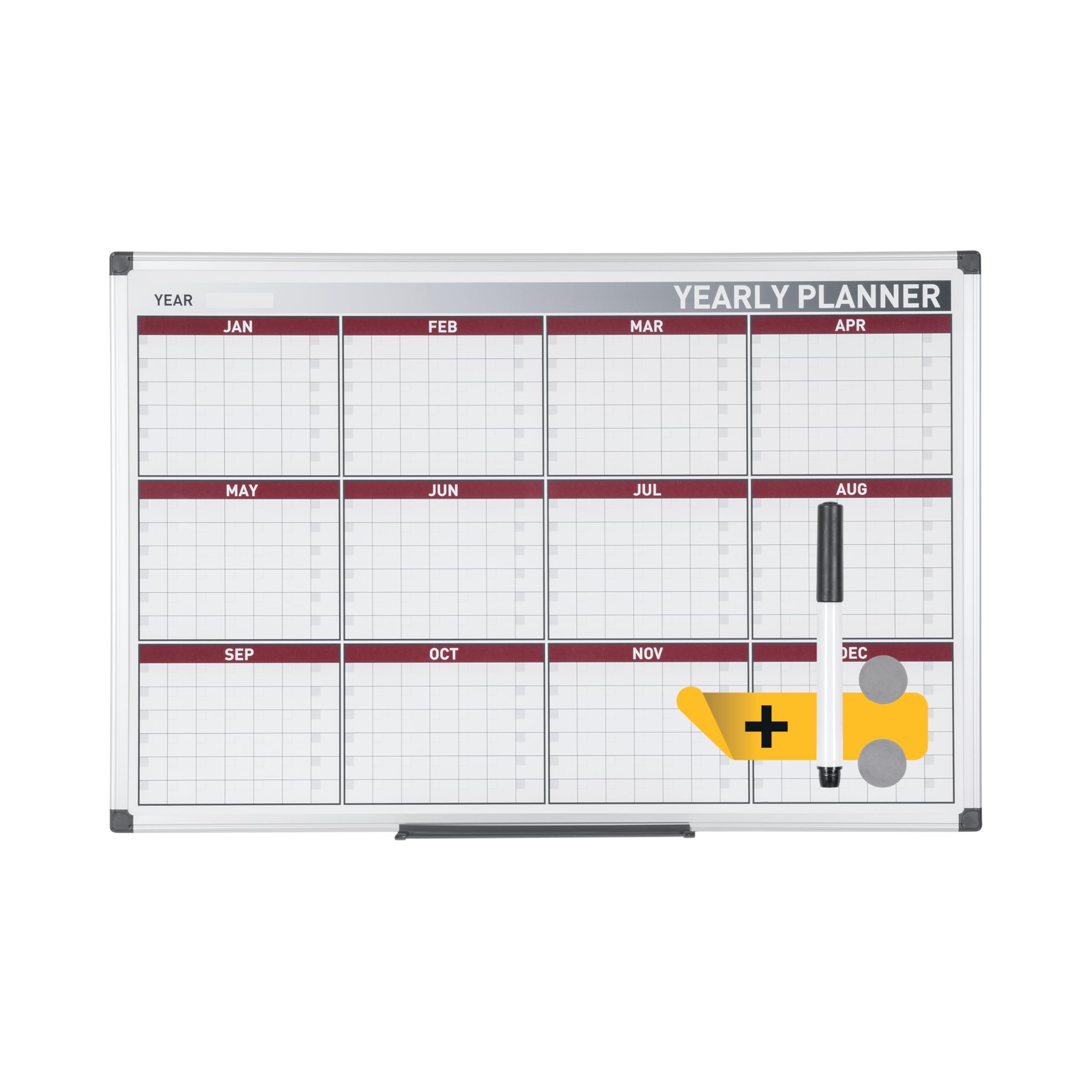 bi-office-maya-planning-annuel-tableau-blanc-magn-tique-90-x-60-cm-12-mois image 1