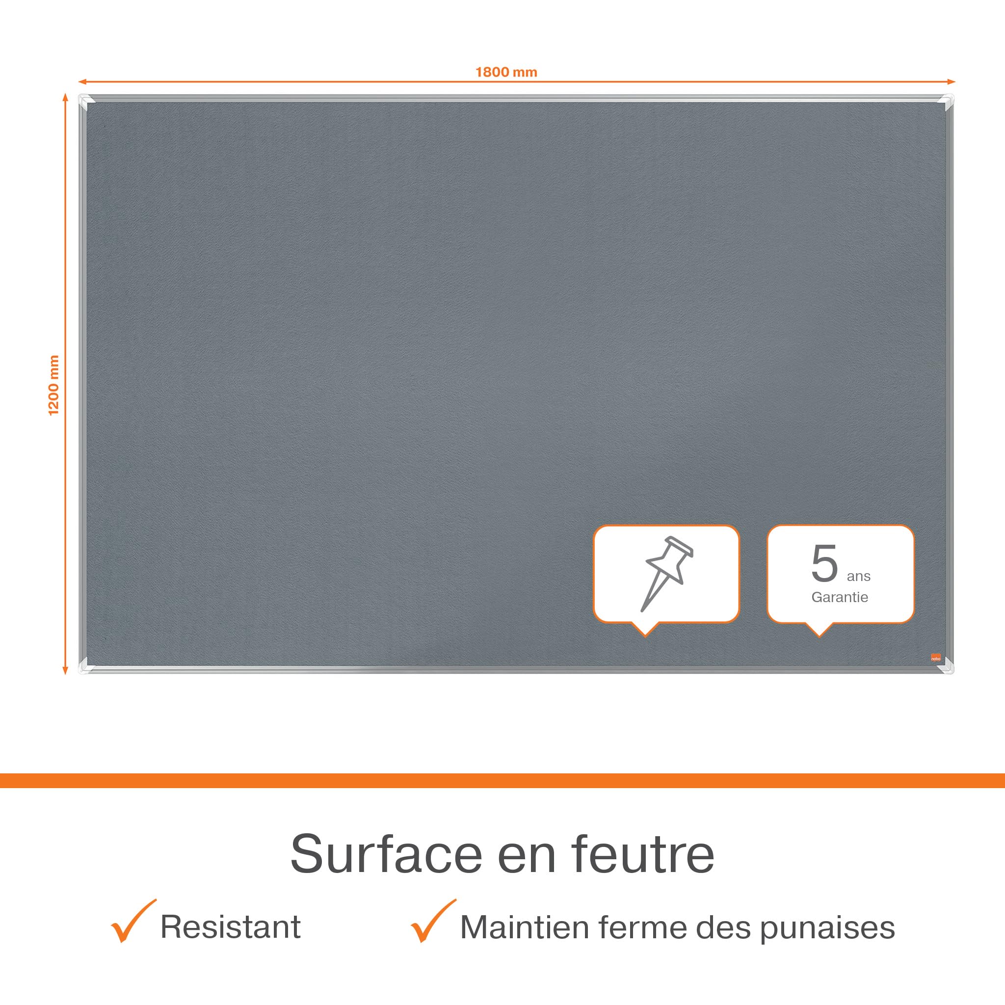 nobo-premium-plus-tableau-d-affichage-feutre-gris-1800x1200mm-1915199 image 3