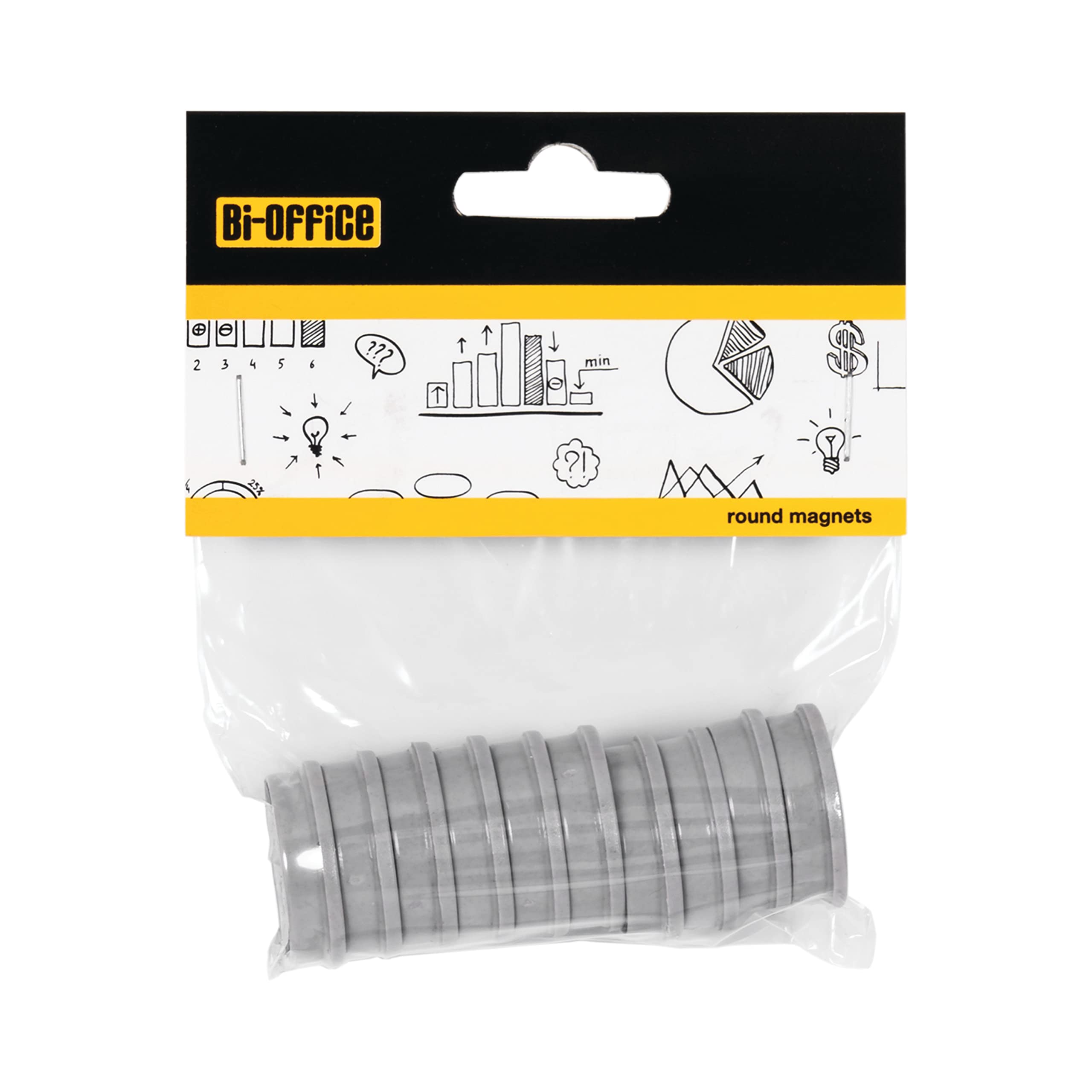 bi-office-lot-de-10-aimants-ronds-30-mm-gris-pour-tableau-blanc image 2