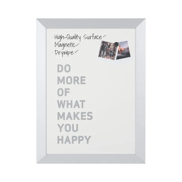 bi-office-tableau-blanc-kamashi-45x60-cm-magn-tique-effa-able-cadre-mdf-argent image 1