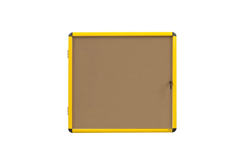 bi-office-vitrine-d-int-rieur-aluminium-jaune-4x-a4-fond-li-ge image 1