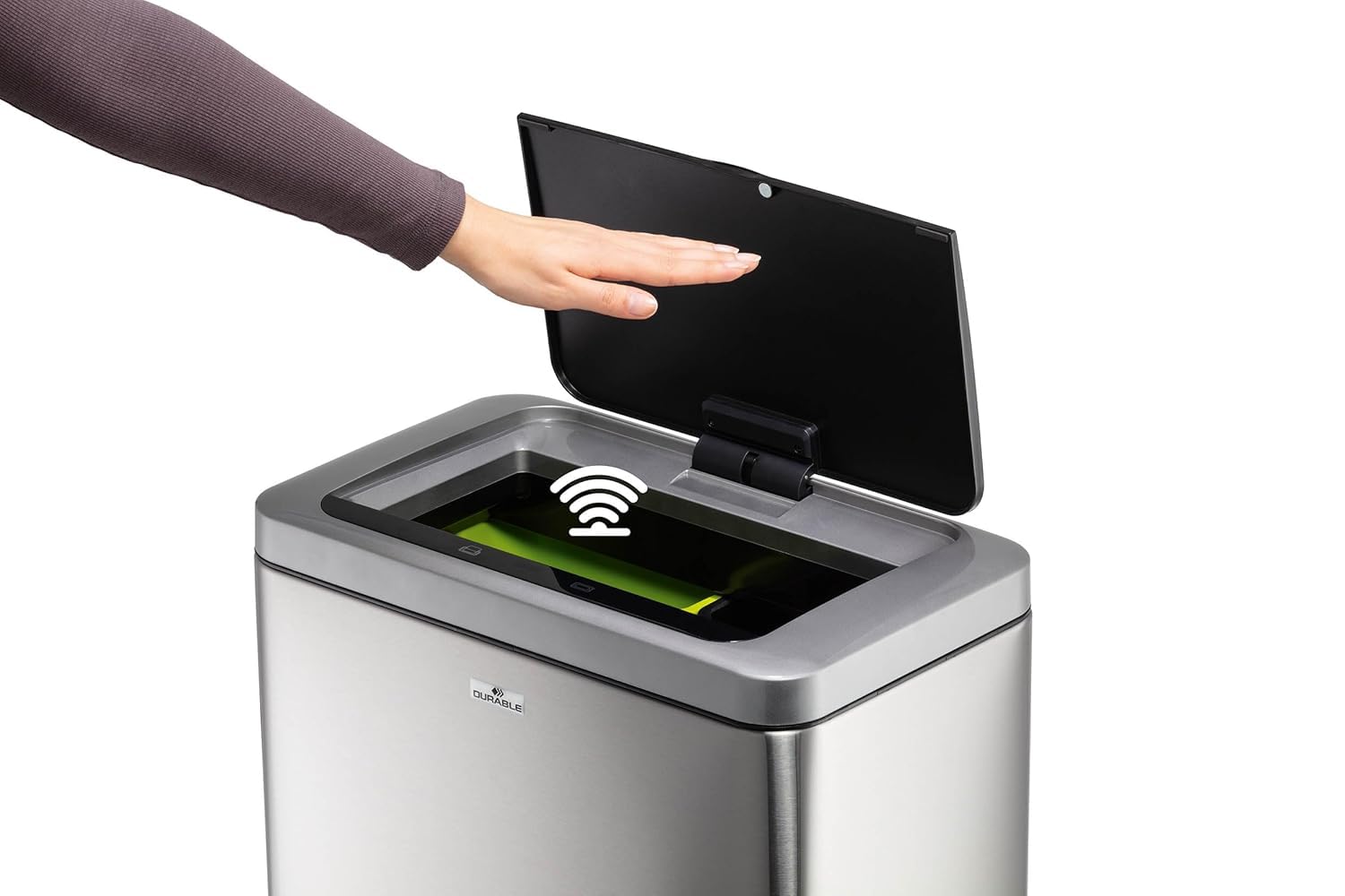 durable-no-touch-duo-poubelle-automatique-2-x-20-l-argent-inox-sans-contact image 2