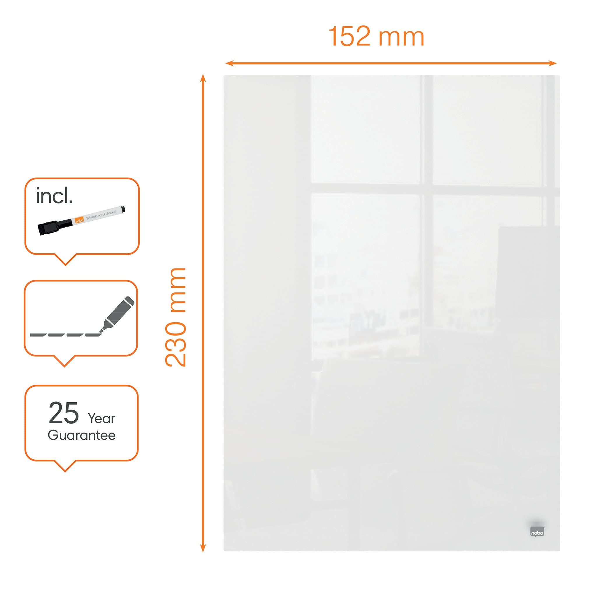 nobo-lot-de-2-mini-tableaux-effa-ables-en-verre-sans-cadre-230-x-152-mm-2-feutre image 3