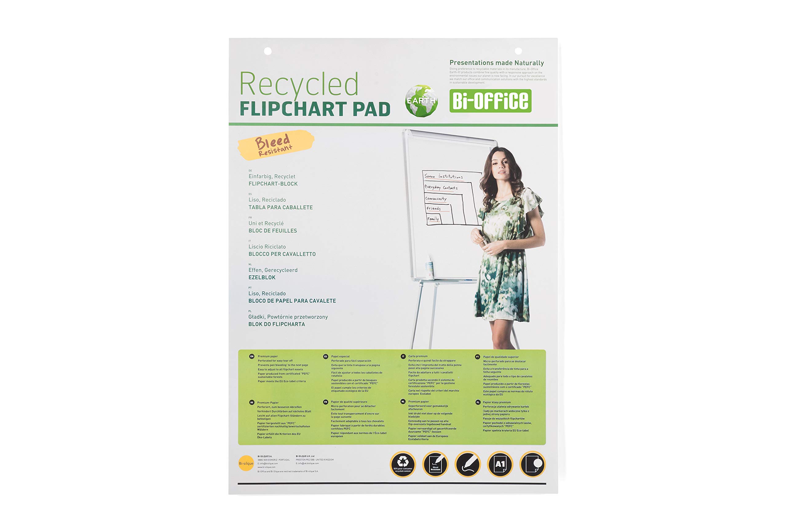 bi-office-earth-lot-de-5-blocs-papier-recycl-chevalet-conf-rence-a1-20-feuilles- image 1