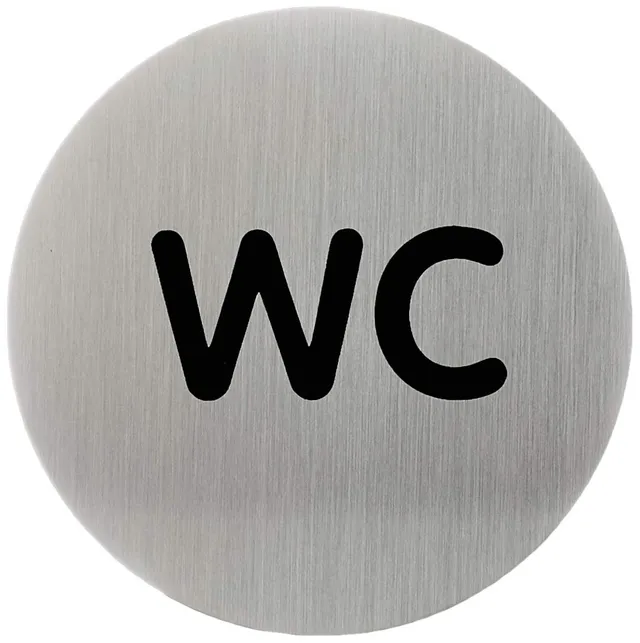 durable-plaque-de-porte-pictogramme-wc-rond-83-mm-acier-inoxydable-adh-sif image 1