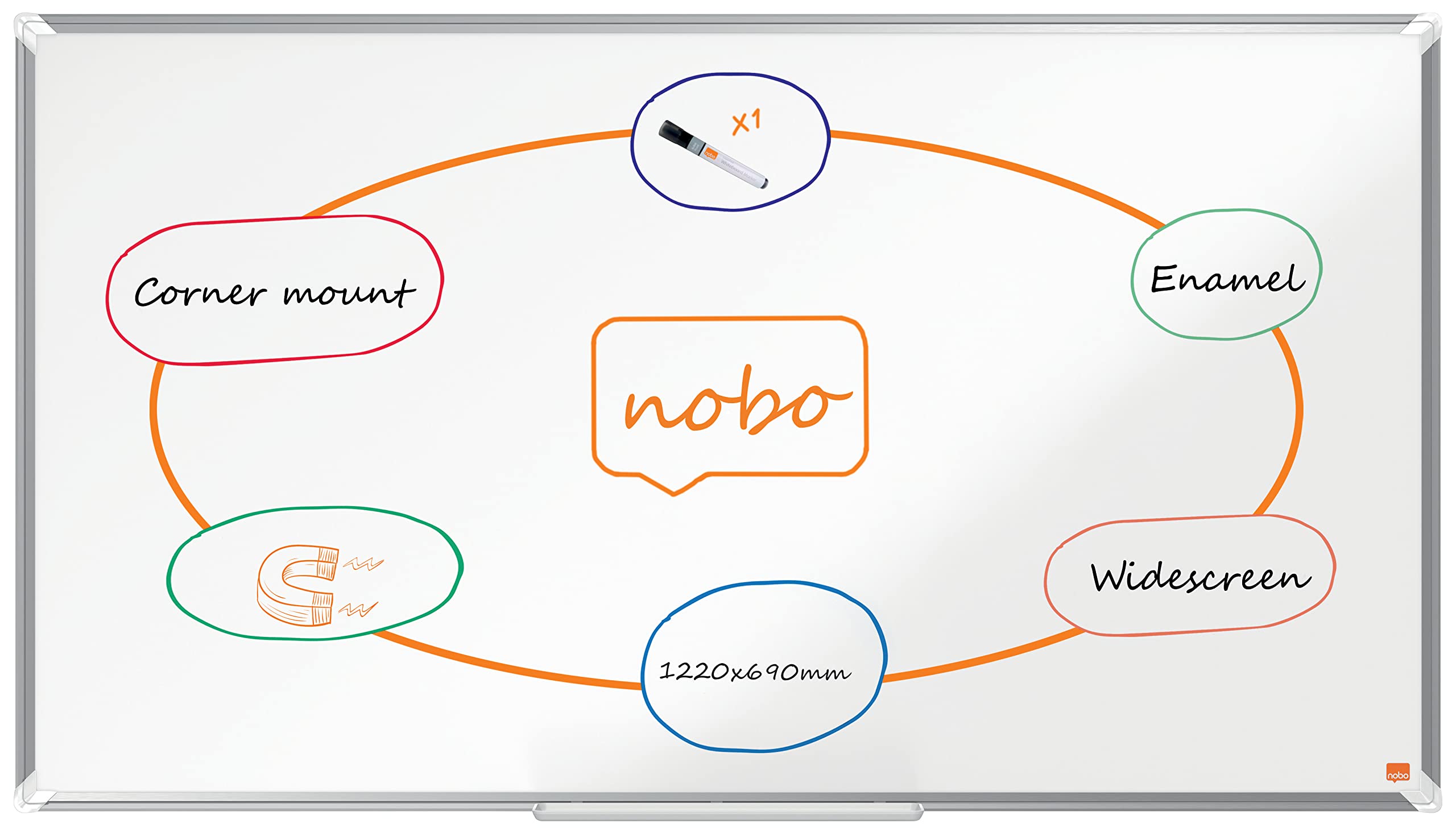 nobo-premium-plus-tableau-blanc-magn-tique-maill-1220-x-690-mm-format-large-blan image 1