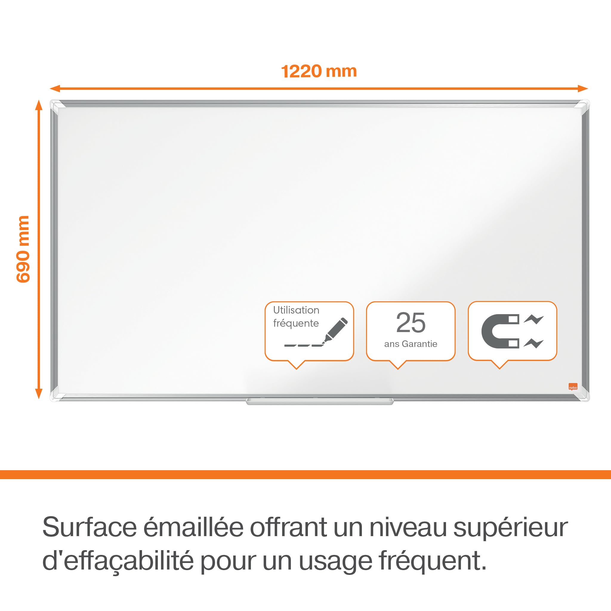 nobo-premium-plus-tableau-blanc-magn-tique-maill-1220-x-690-mm-format-large-blan image 3