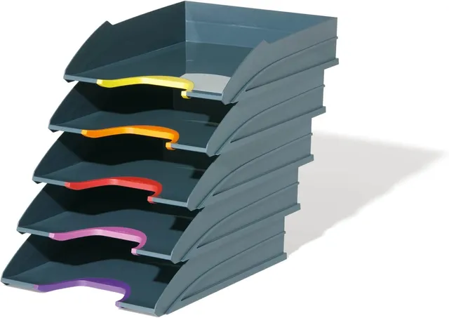 durable-varicolor-lot-de-5-corbeilles-courrier-a4-multicolore-255x55x330-mm image 1
