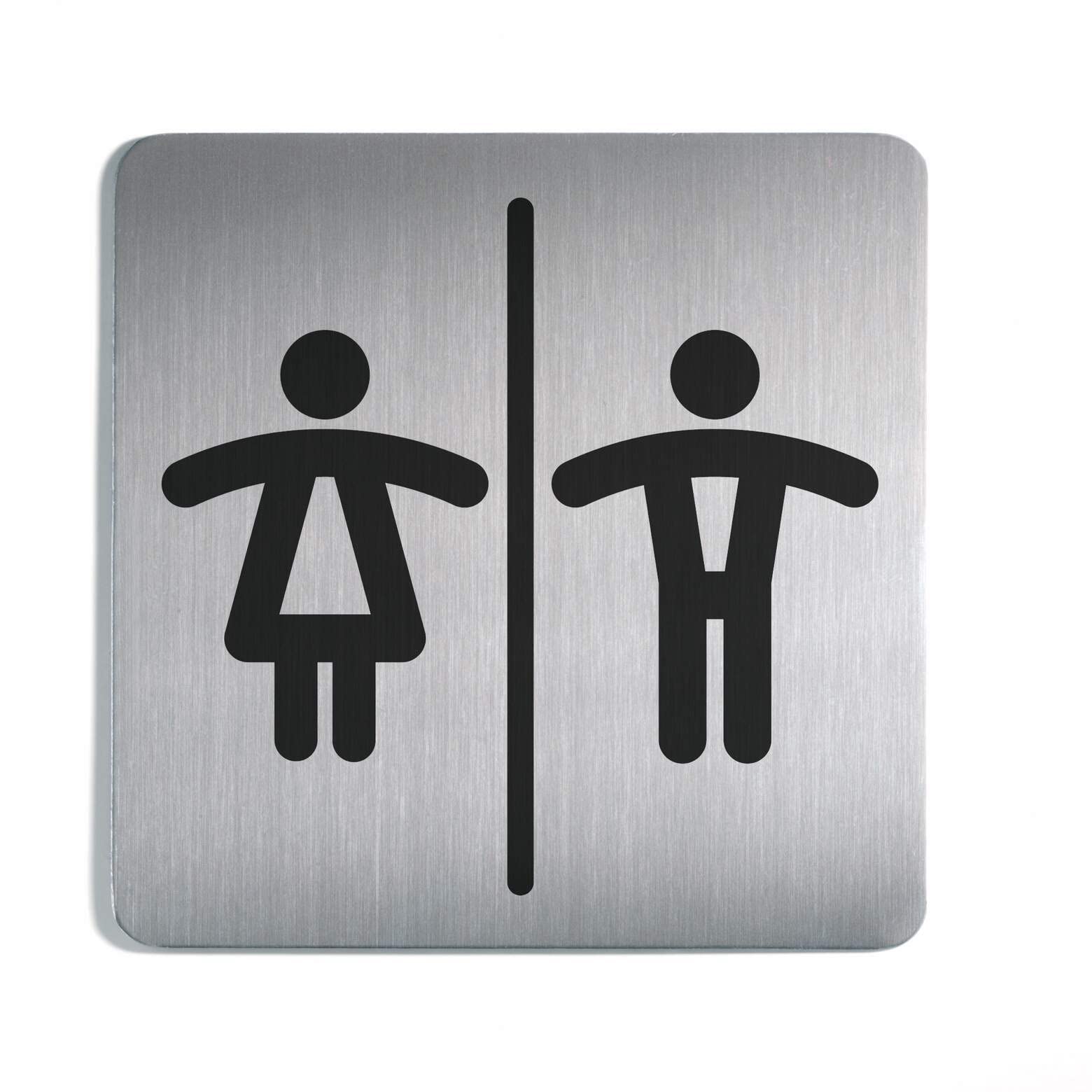 durable-495823-pictogramme-wc-femmes-hommes-150-x-150-mm-acier-bross-inoxydable image 1