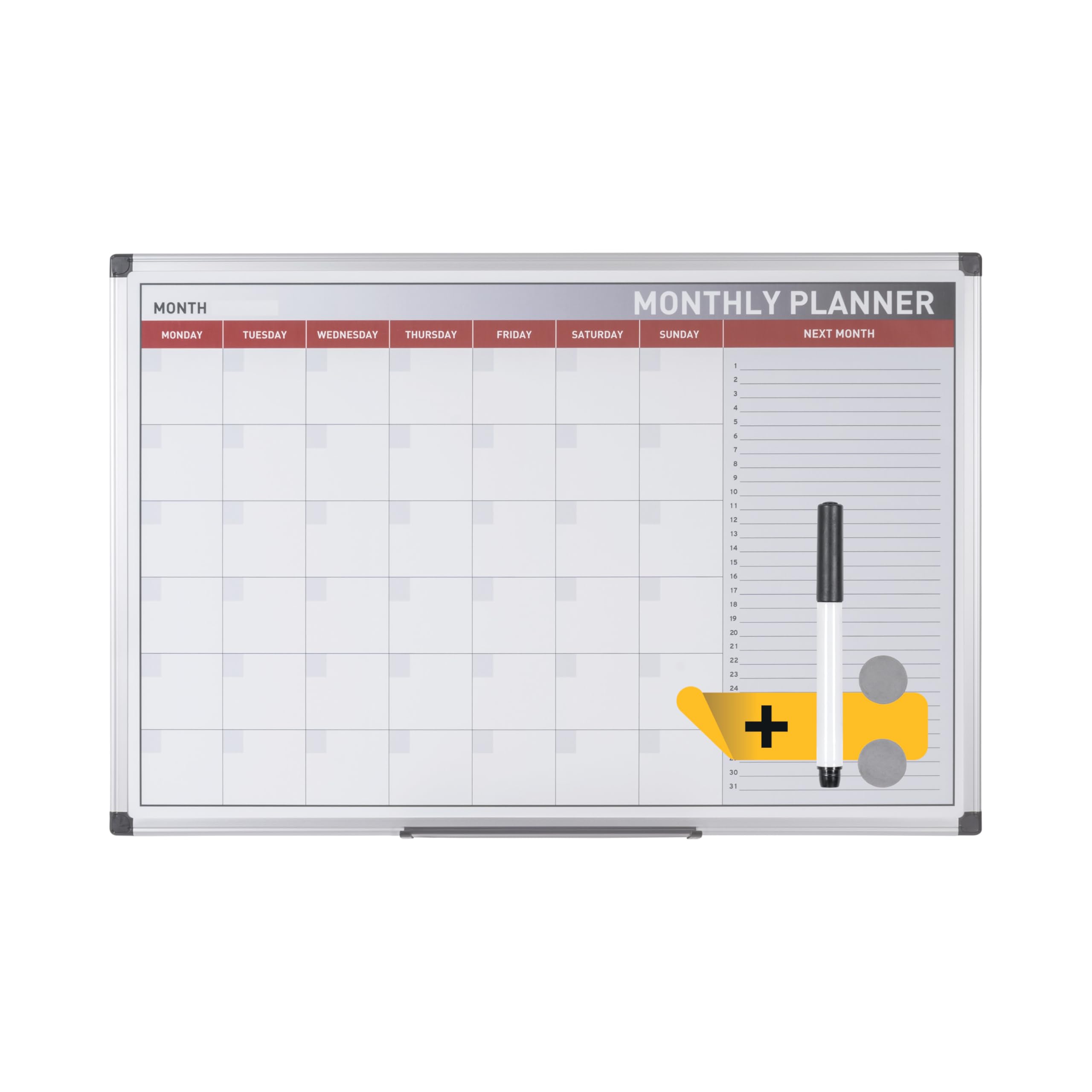 bi-office-maya-planificateur-mensuel-magn-tique-60-x-45-cm-cadre-aluminium image 1