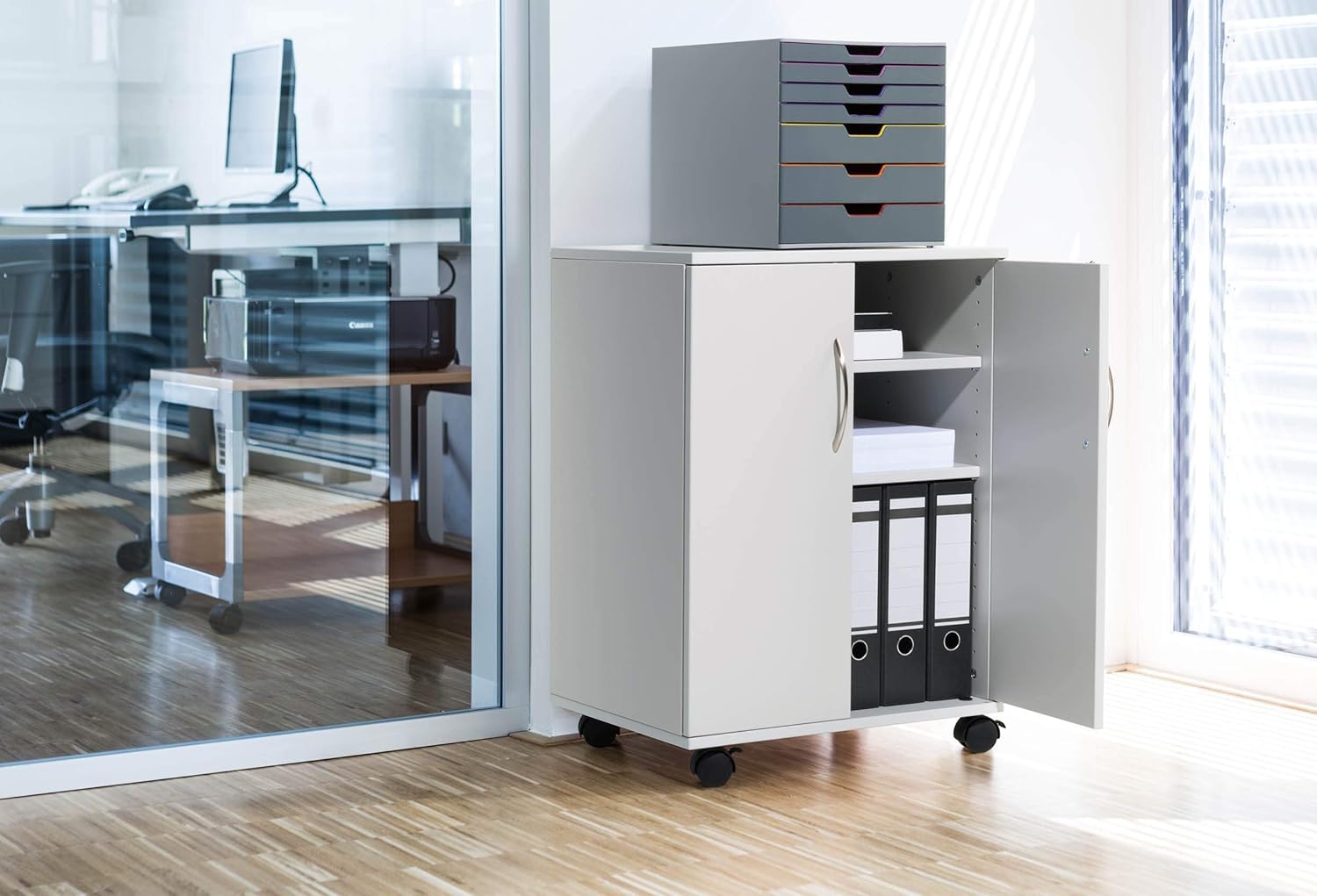 durable-chariot-caisson-multifonctionnel-ferm-2-portes-blanc-528-x-737-x-400-mm image 5