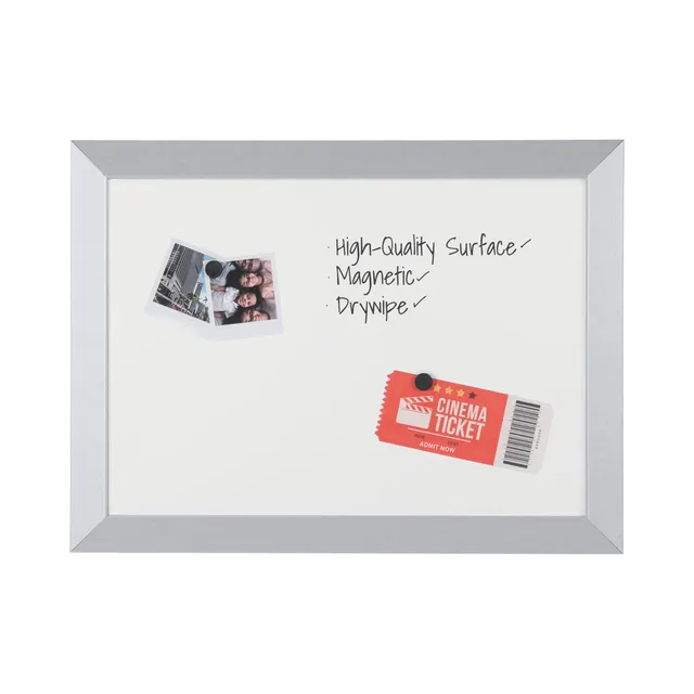 bi-office-kamashi-tableau-blanc-magn-tique-90-x-60-cm-cadre-mdf-argent image 1
