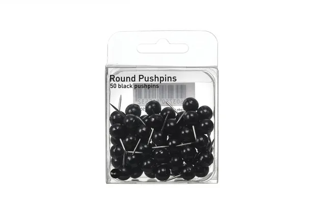 bi-office-lot-de-50-punaises-t-te-ronde-noires image 1