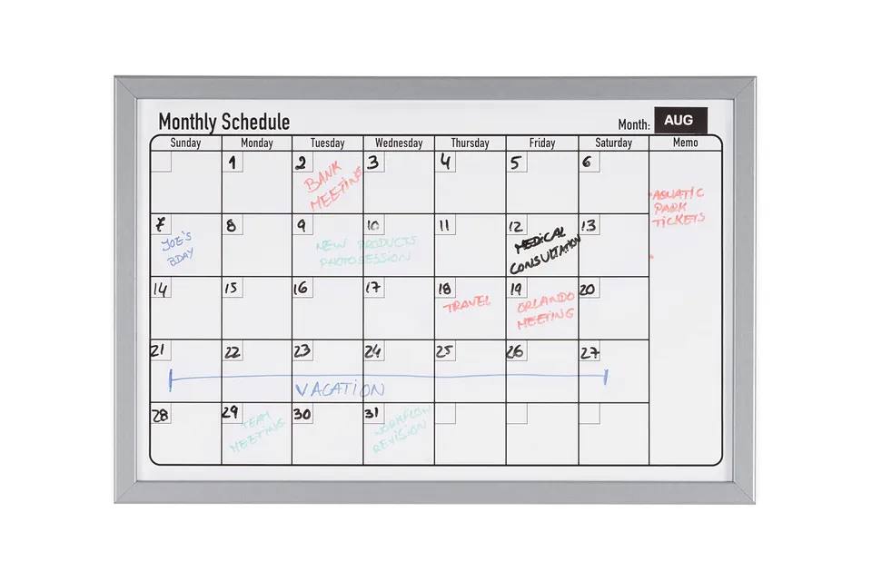bi-office-tableau-magn-tique-planning-mensuel-cadre-effet-bois-gris image 1