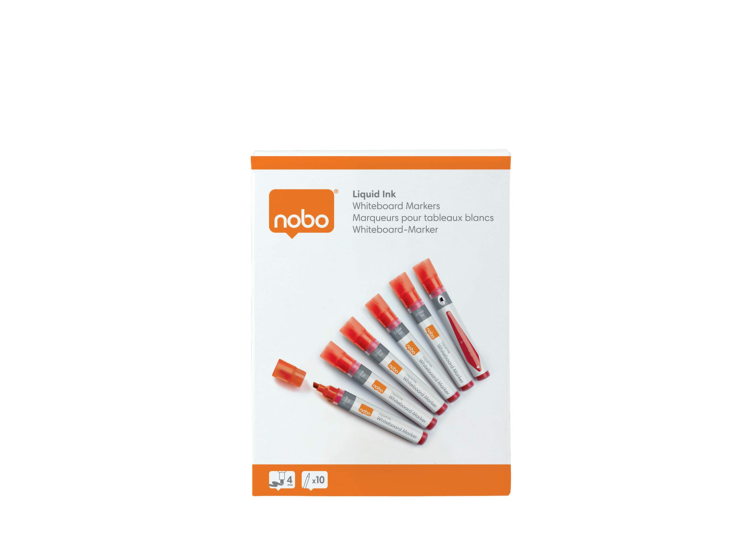 nobo-liquid-ink-lot-de-10-marqueurs-tableau-blanc-pointe-biseaut-e-4-mm-rouge-19 image 7