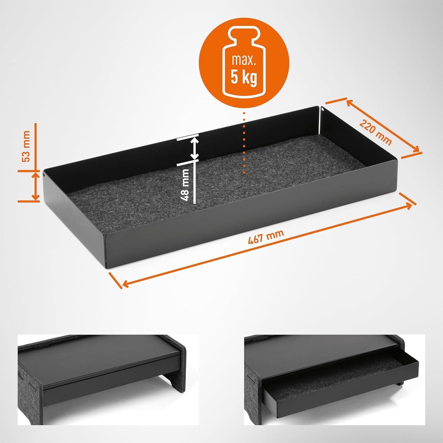 durable-effect-508201-tiroir-pour-support-cran-grande-capacit-fond-feutre-noir-5 image 6