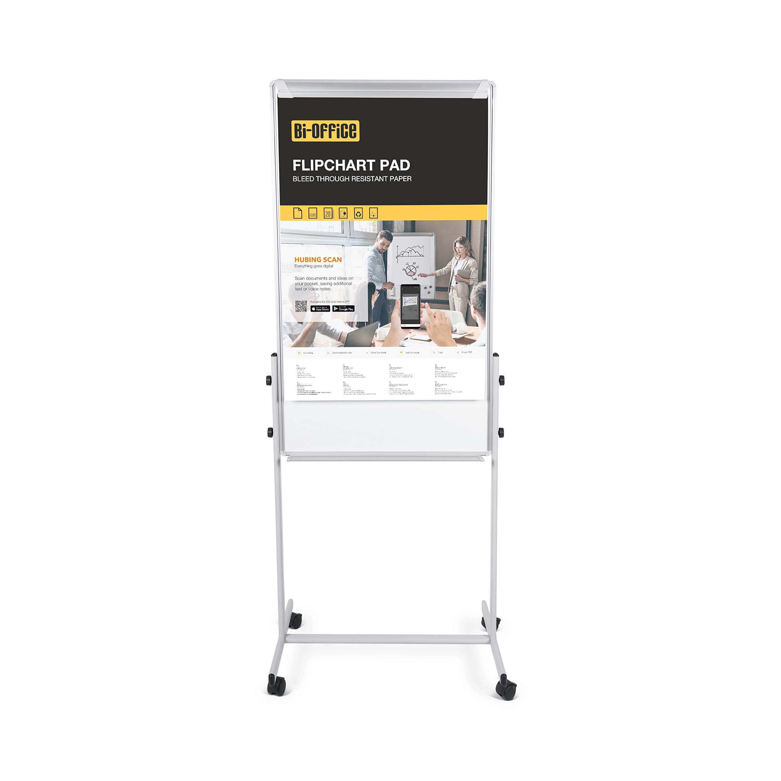 bi-office-duo-chevalet-de-conf-rence-mobile-magn-tique-r-versible-70-x-120-cm-bl image 1