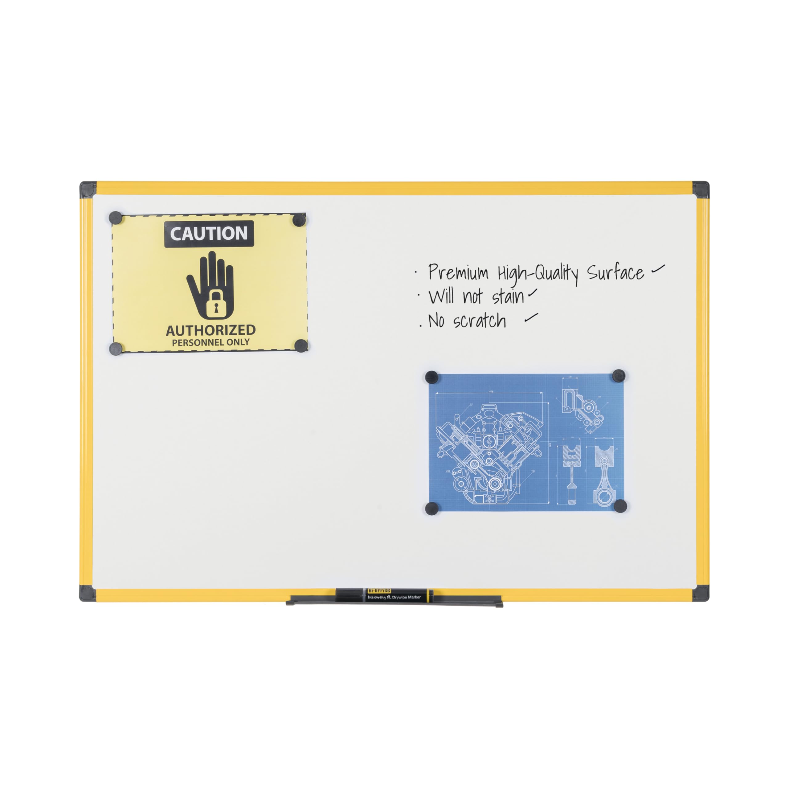 bi-office-maya-tableau-blanc-maill-magn-tique-120-x-90-cm-cadre-aluminium-jaune image 1