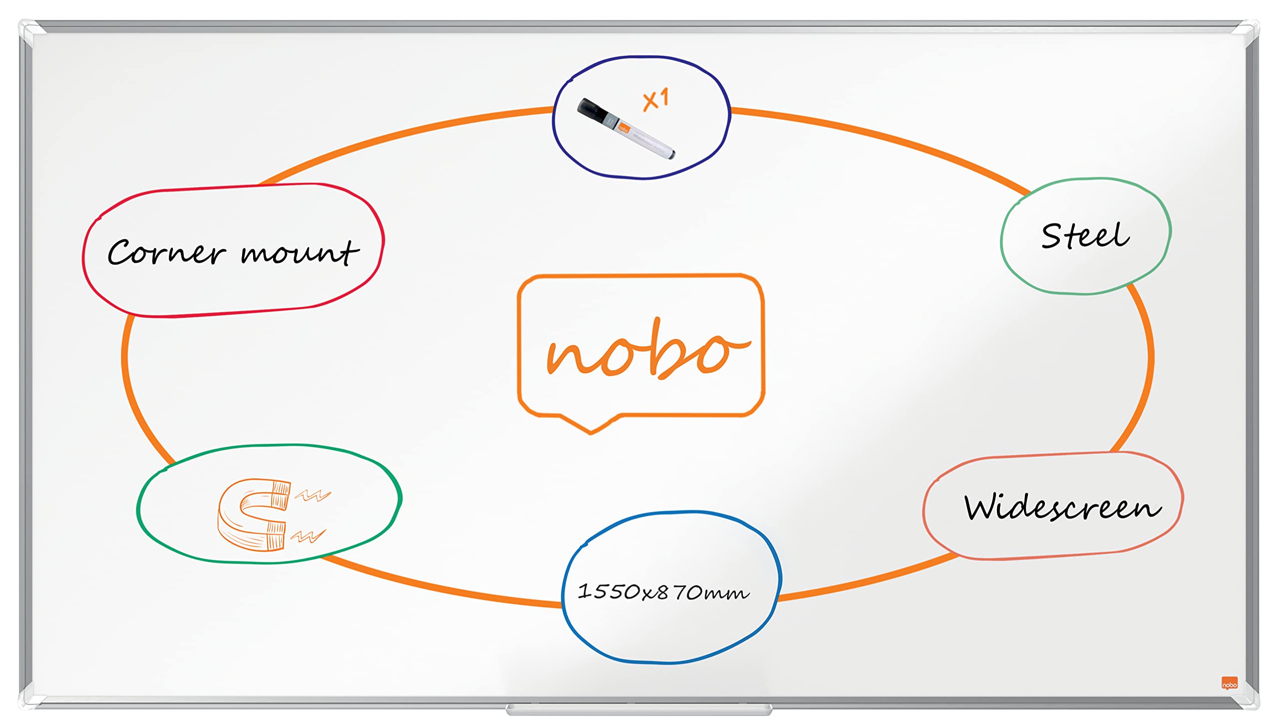 nobo-premium-plus-tableau-blanc-magn-tique-acier-1880-x-1060-mm-grand-format-lar image 1