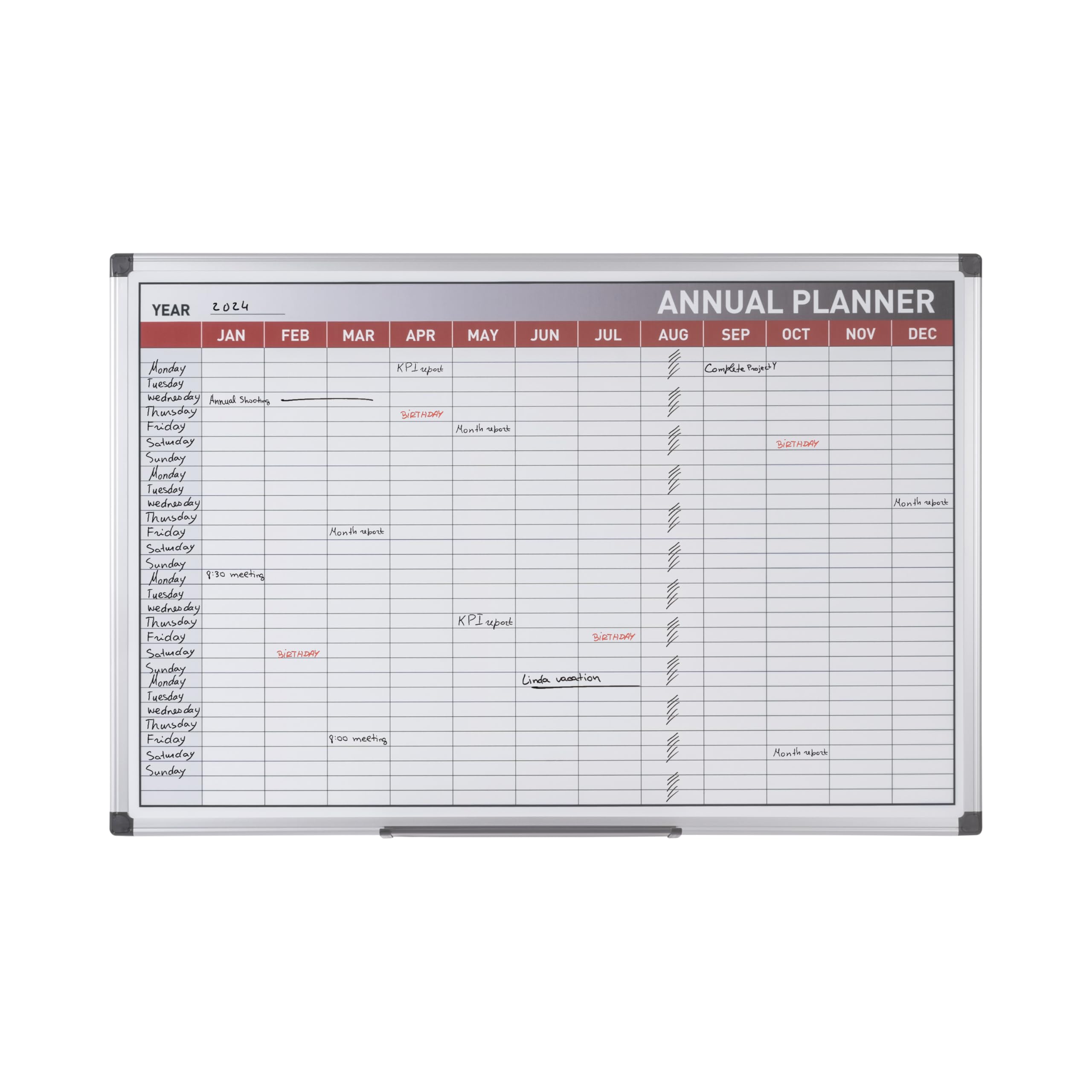 bi-office-maya-tableau-blanc-planning-annuel-magn-tique-90-x-60-cm-16-lignes image 4