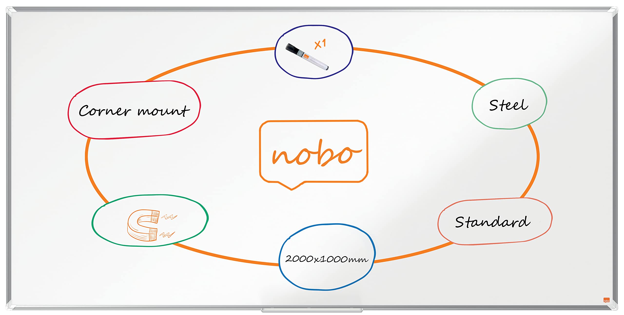 nobo-premium-plus-tableau-blanc-acier-magn-tique-maill-2000x1000mm-blanc-1915162 image 1