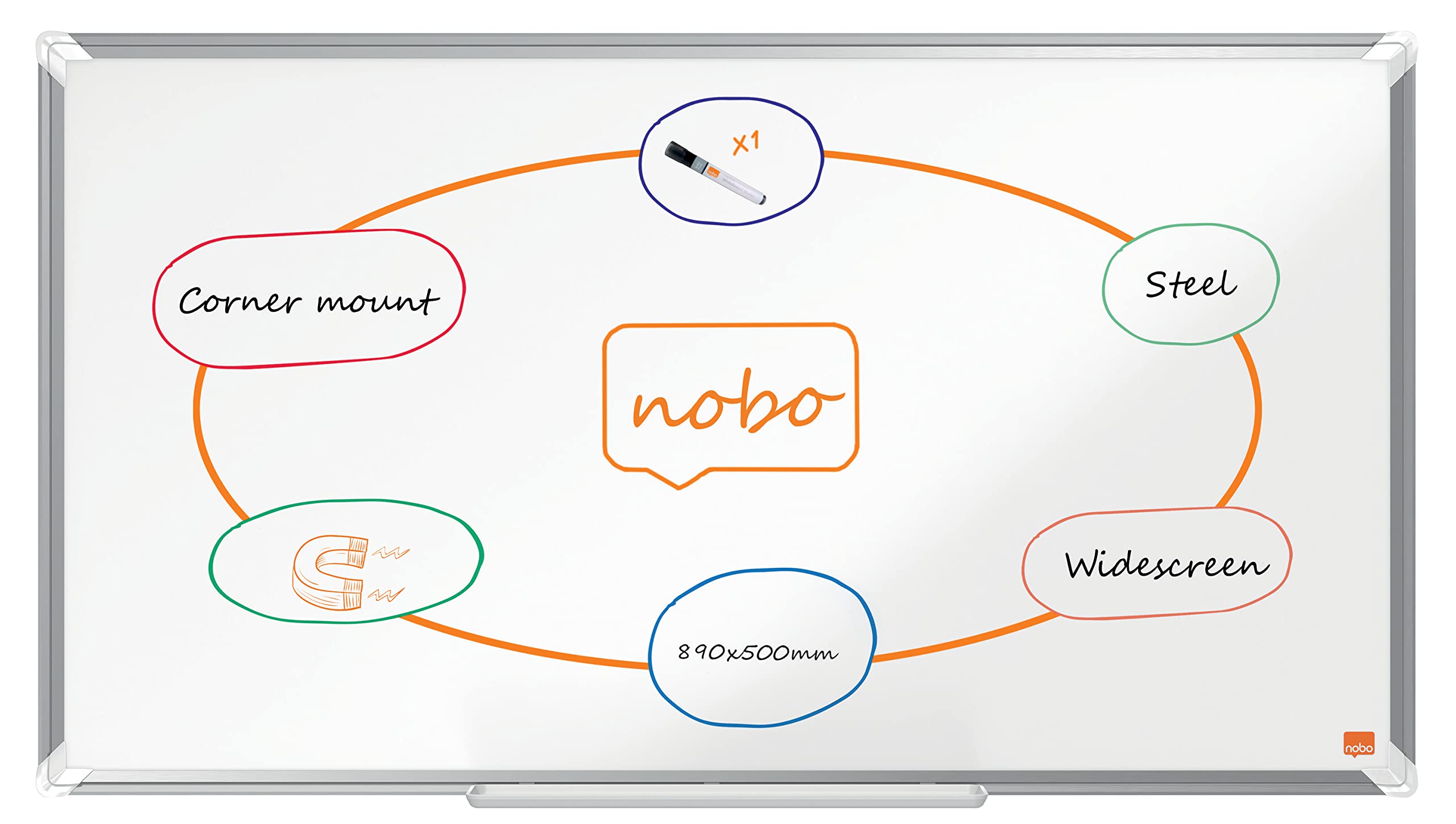 nobo-premium-plus-tableau-blanc-acier-magn-tique-widescreen-890-x-500-mm image 1