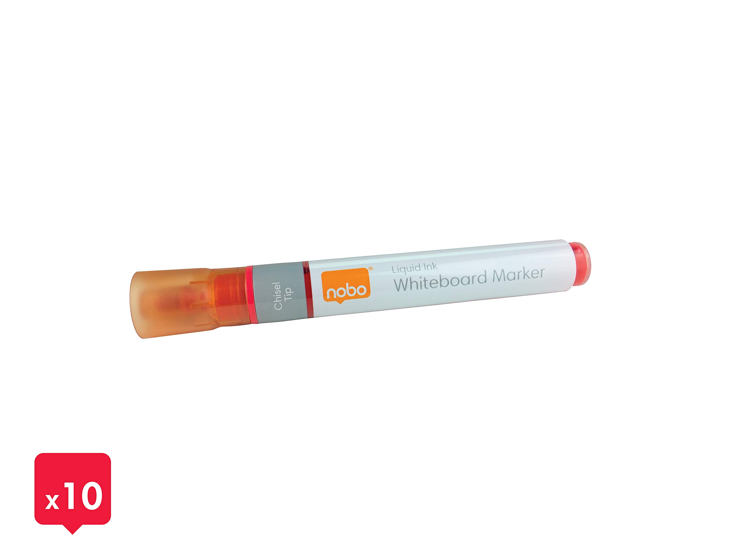 nobo-liquid-ink-lot-de-10-marqueurs-tableau-blanc-pointe-biseaut-e-4-mm-rouge-19 image 6