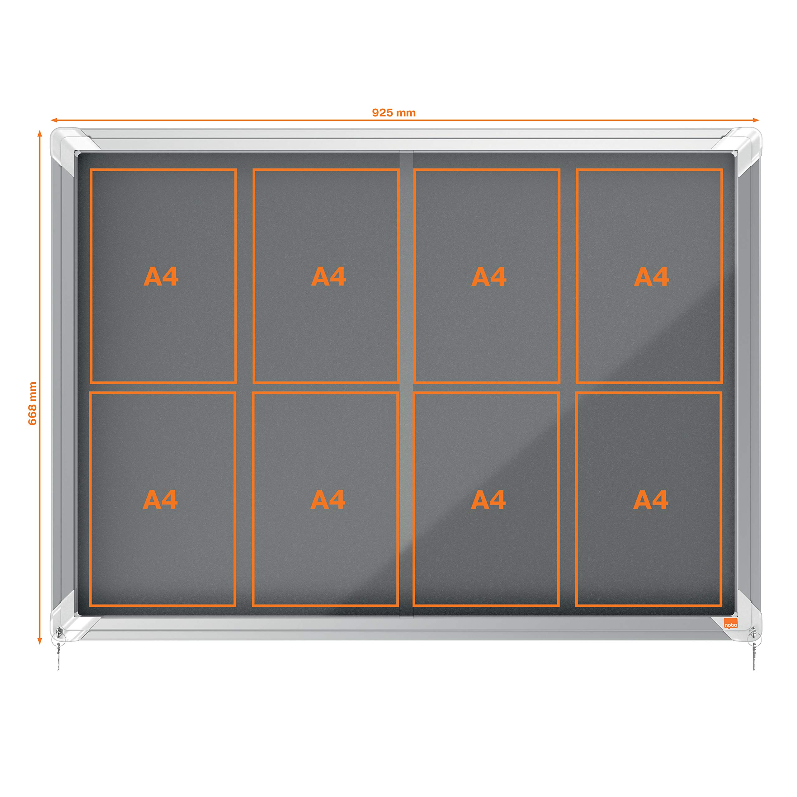 nobo-premium-plus-vitrine-d-int-rieur-8xa4-fond-feutre-gris-922x665mm-porte-coul image 4