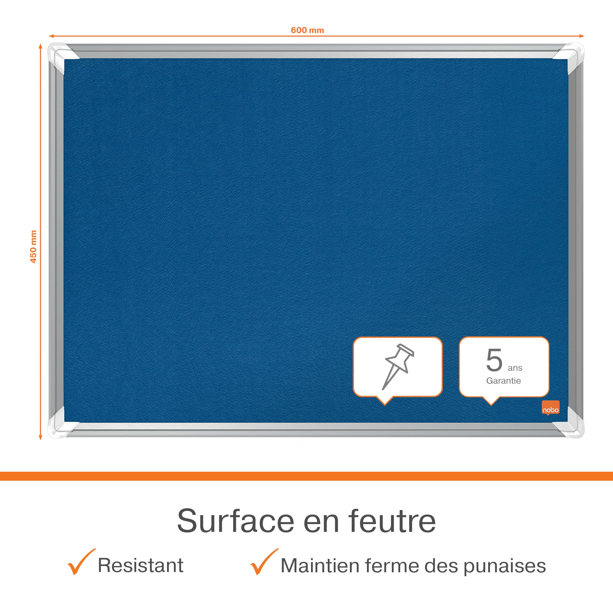 nobo-premium-plus-tableau-d-affichage-en-feutre-600-x-450-mm-cadre-aluminium-ble image 3