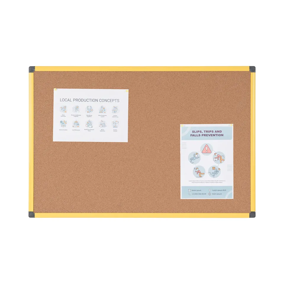 bi-office-maya-tableau-d-affichage-li-ge-90-x-60-cm-cadre-aluminium-jaune image 1