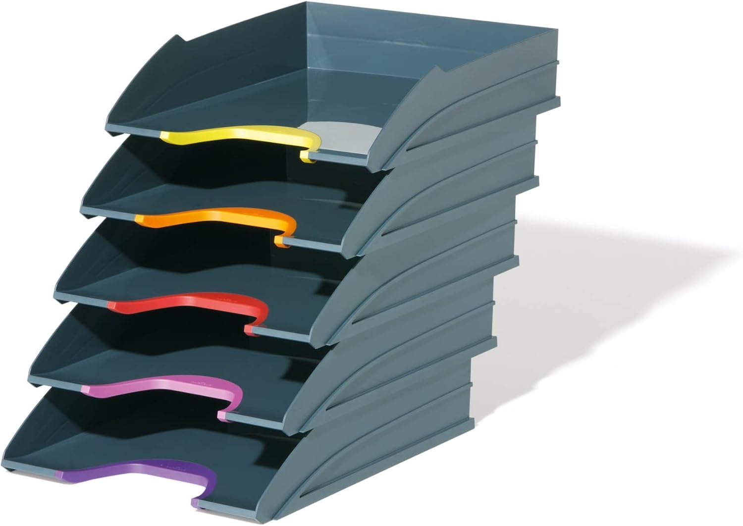 durable-varicolor-lot-de-5-corbeilles-courrier-a4-multicolore-255x55x330-mm image 1