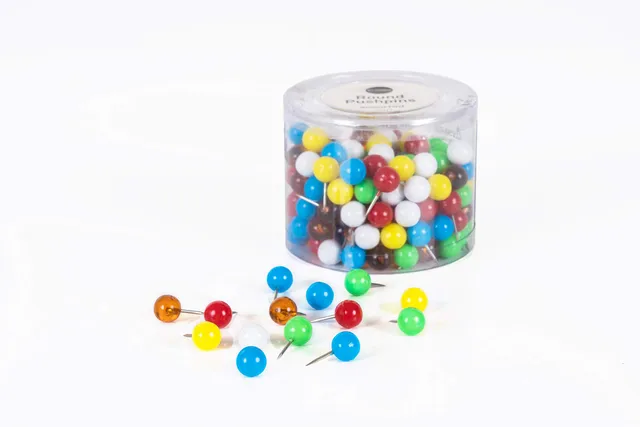 bi-office-essentials-lot-de-200-punaises-t-te-ronde-couleurs-assorties image 1
