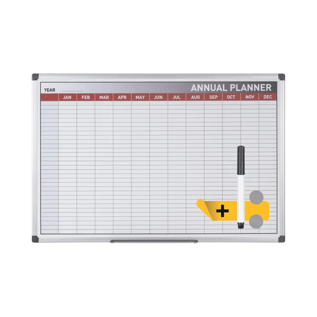 bi-office-maya-tableau-blanc-planning-annuel-magn-tique-90-x-60-cm-16-lignes image 1