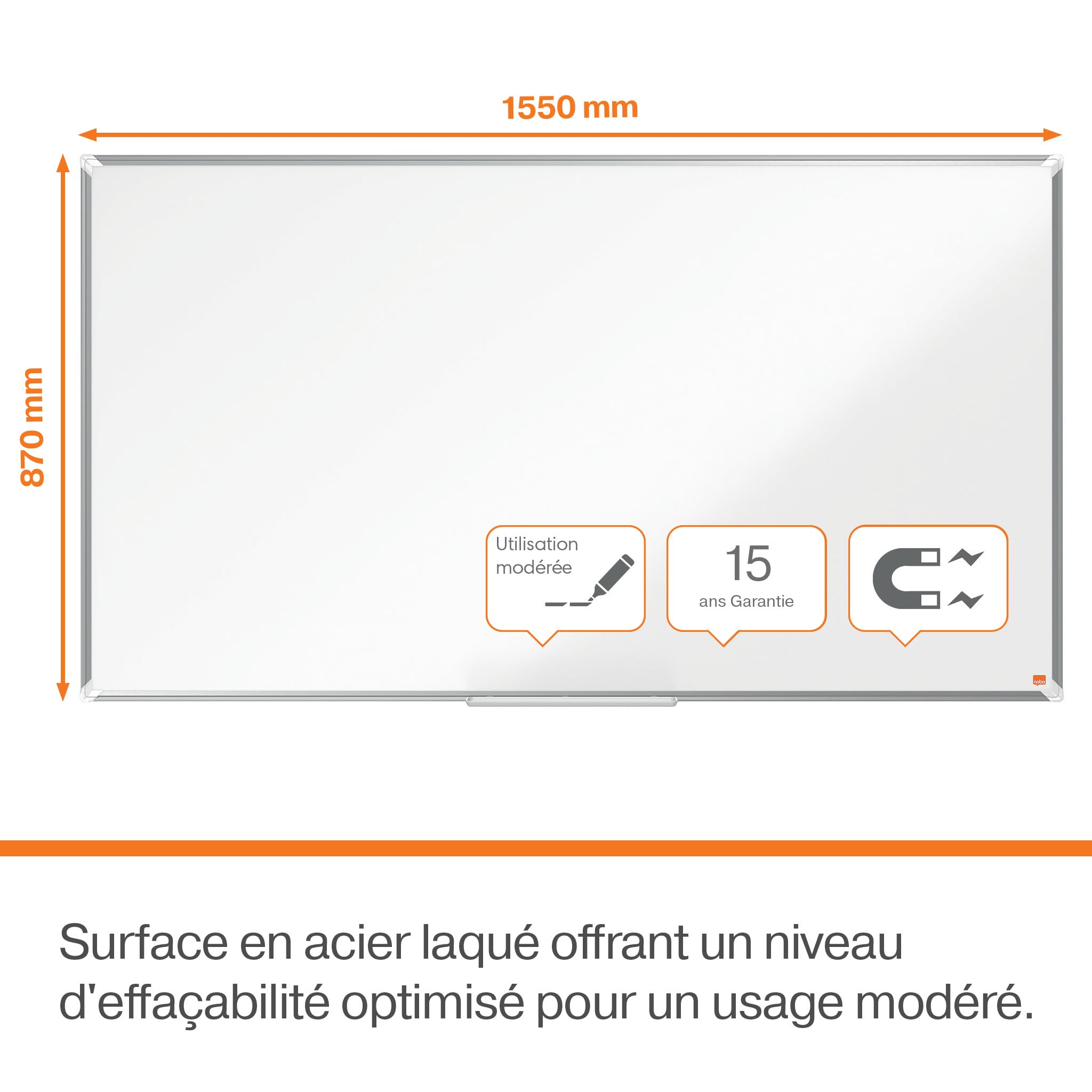 nobo-premium-plus-tableau-blanc-magn-tique-acier-1880-x-1060-mm-grand-format-lar image 3