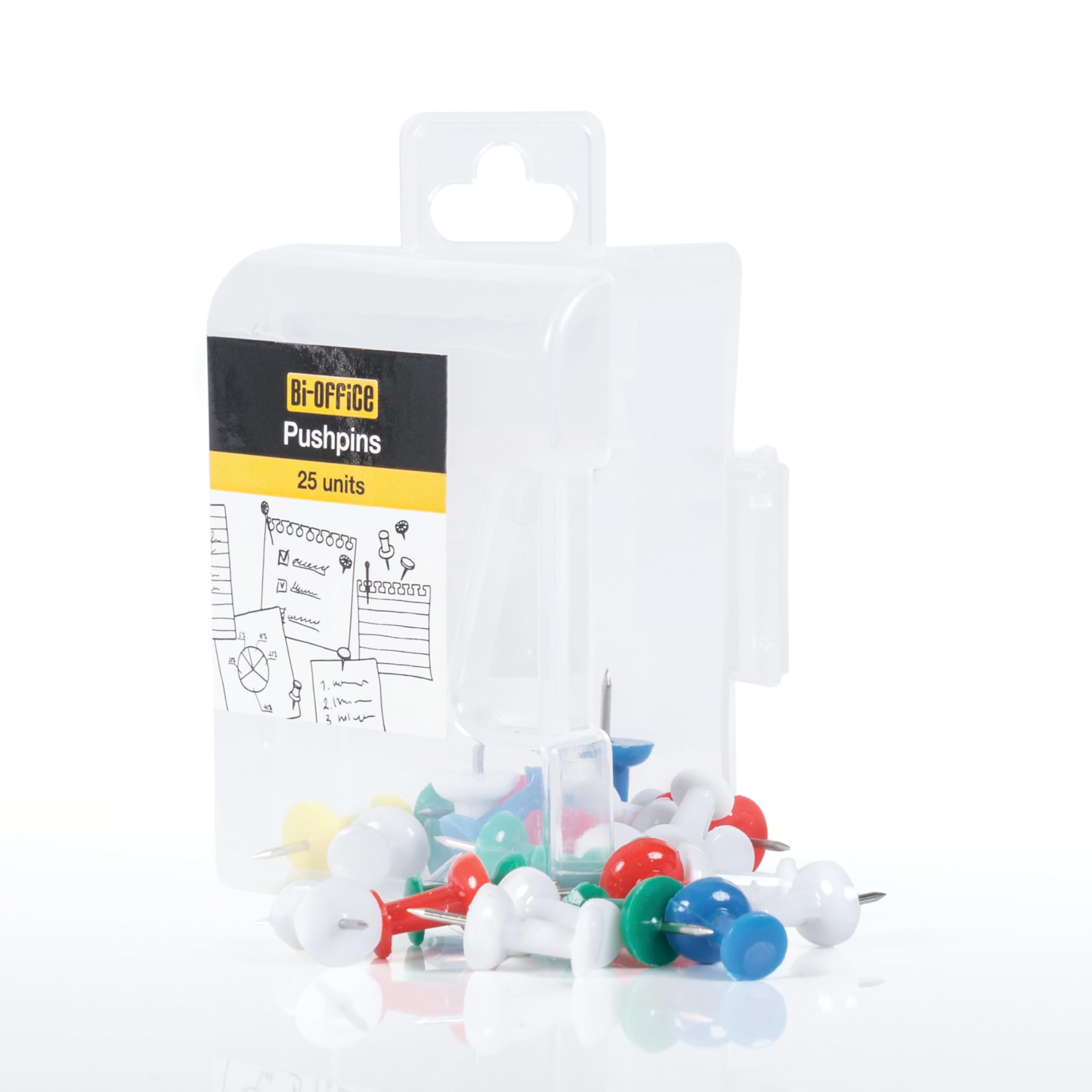 bi-office-lot-de-25-pingles-transparentes-t-te-ronde-pour-panneau-li-ge image 1