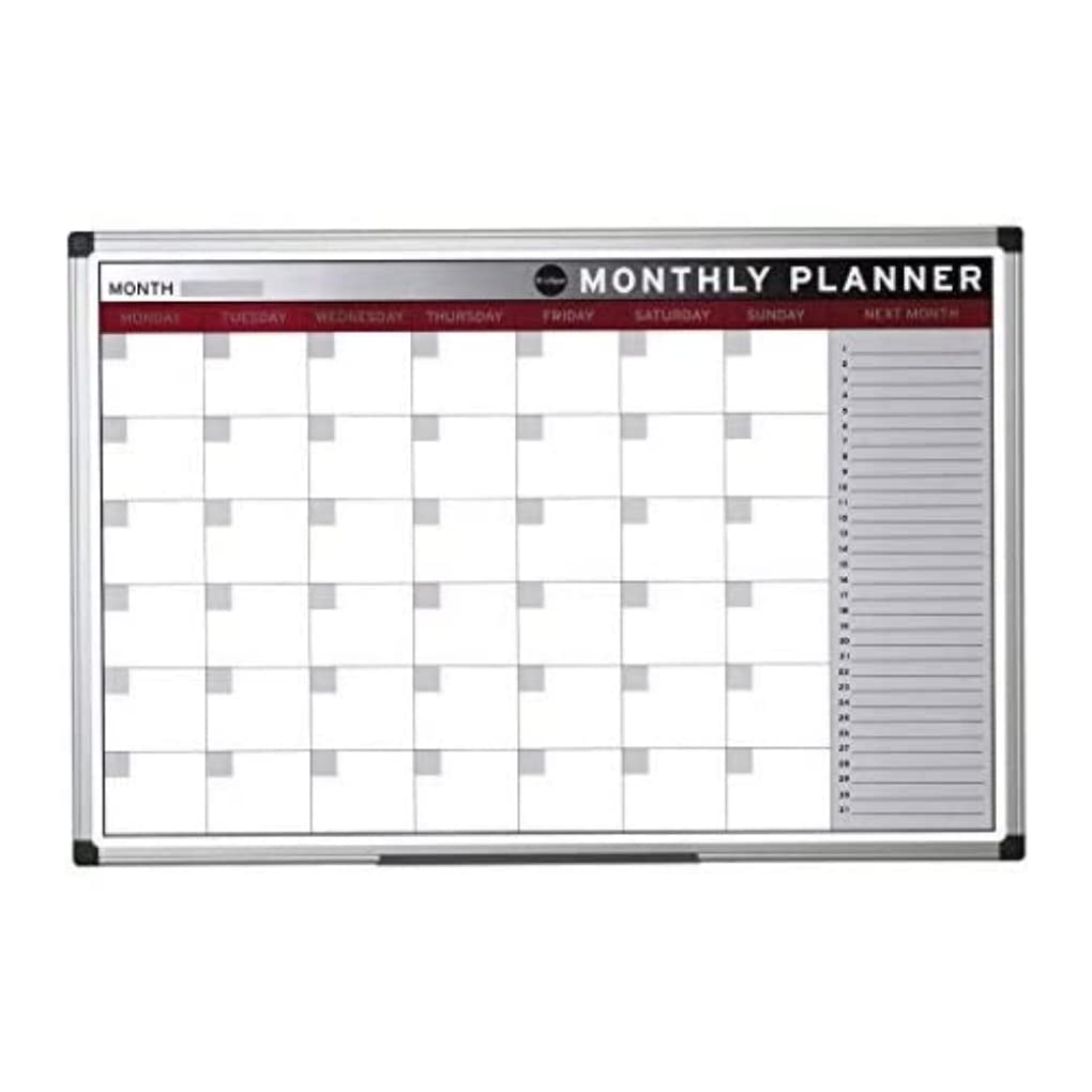 bi-office-earth-tableau-planning-magn-tique-mensuel-90-x-60-cm-cadre-aluminium image 1
