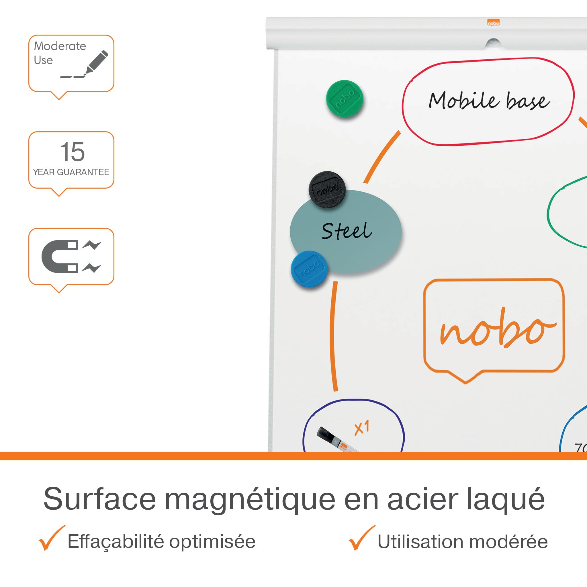 nobo-premium-plus-chevalet-tableau-blanc-magn-tique-mobile-sur-roulettes-crochet image 3